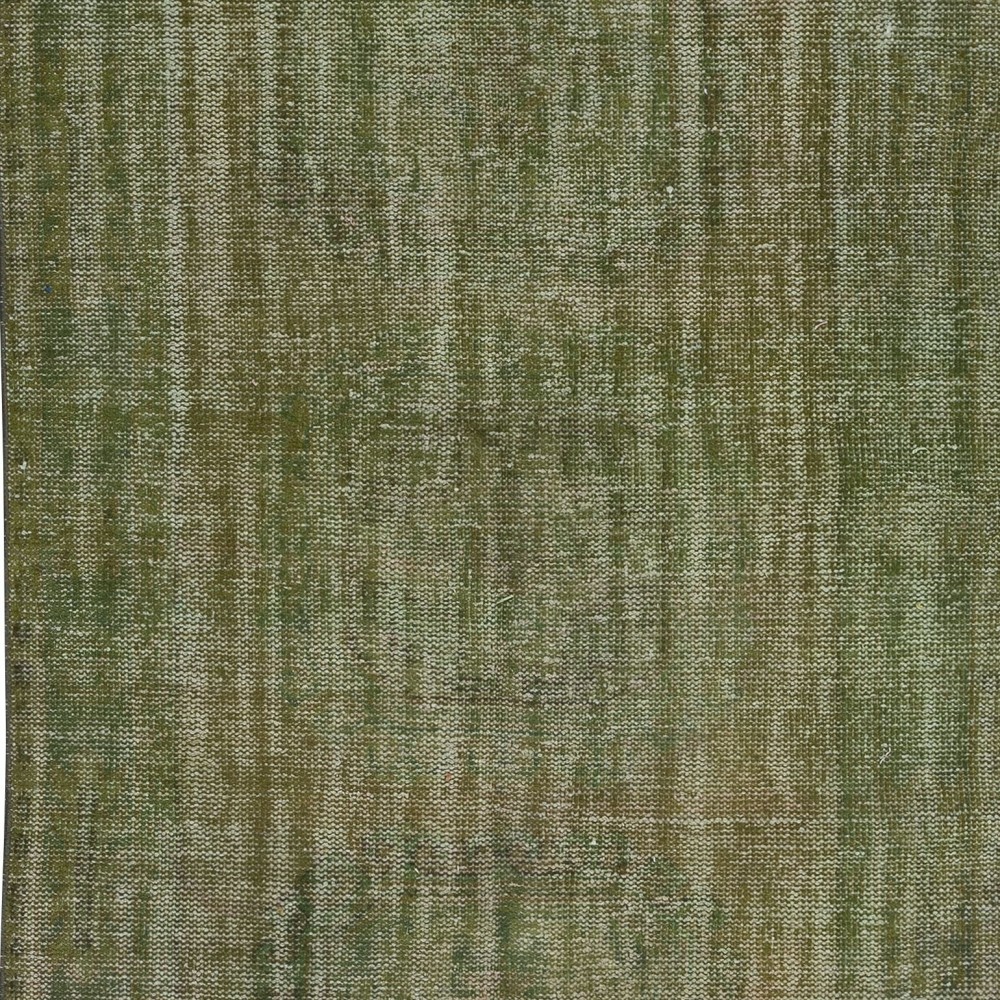 Handmade Anatolian Runner Rug in Moss Green, Decorative Contemporary Corridor Carpet
