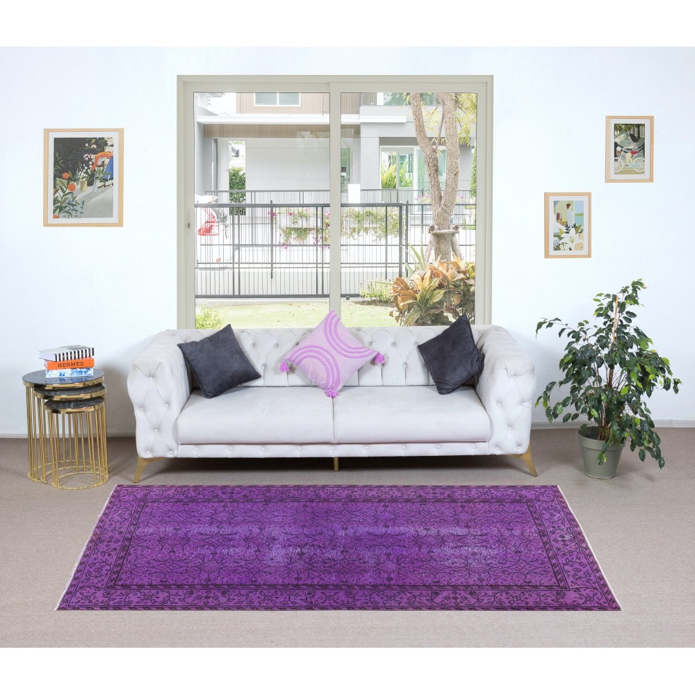 Contemporary Living Room Carpet in Purple, Hand Knotted Turkish Area Rug