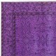 Contemporary Living Room Carpet in Purple, Hand Knotted Turkish Area Rug