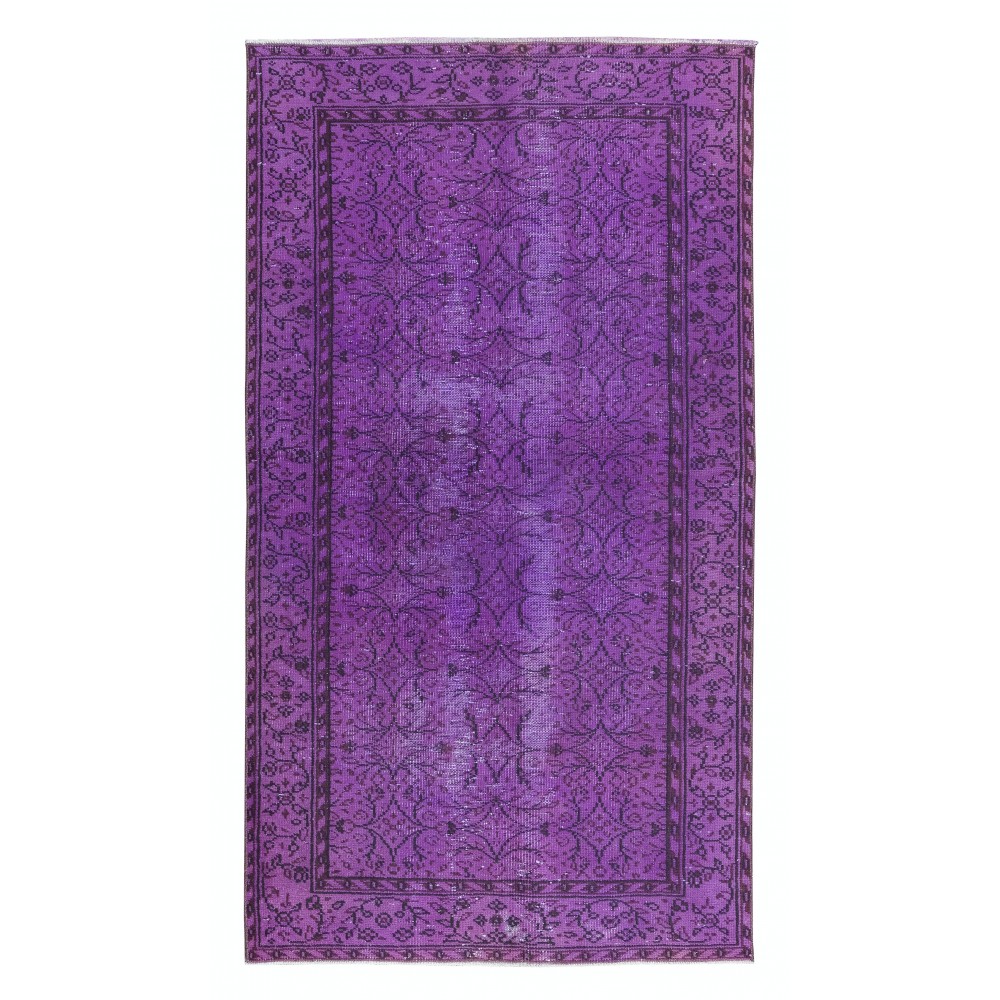 Contemporary Living Room Carpet in Purple, Hand Knotted Turkish Area Rug