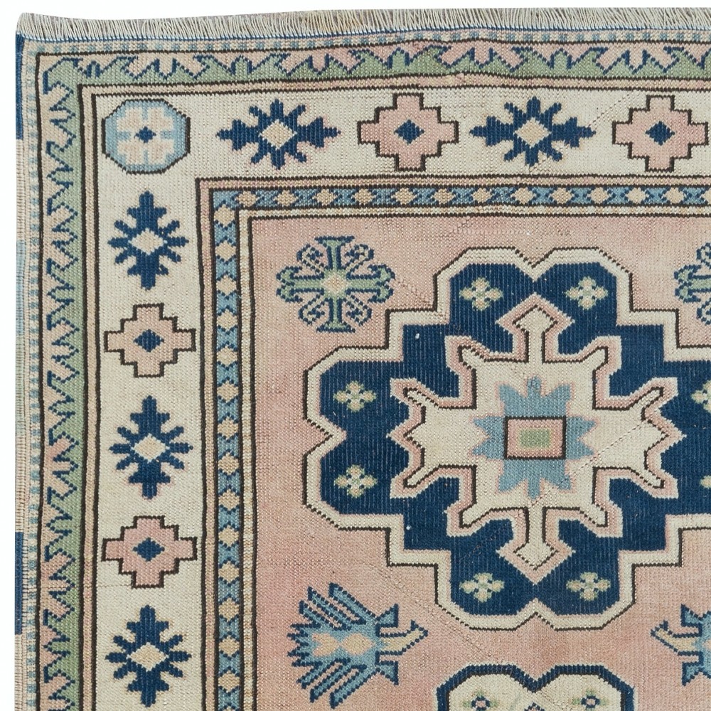 Vintage Hand Knotted Turkish Area Rug for Living Room and Dining Room, 100% Wool