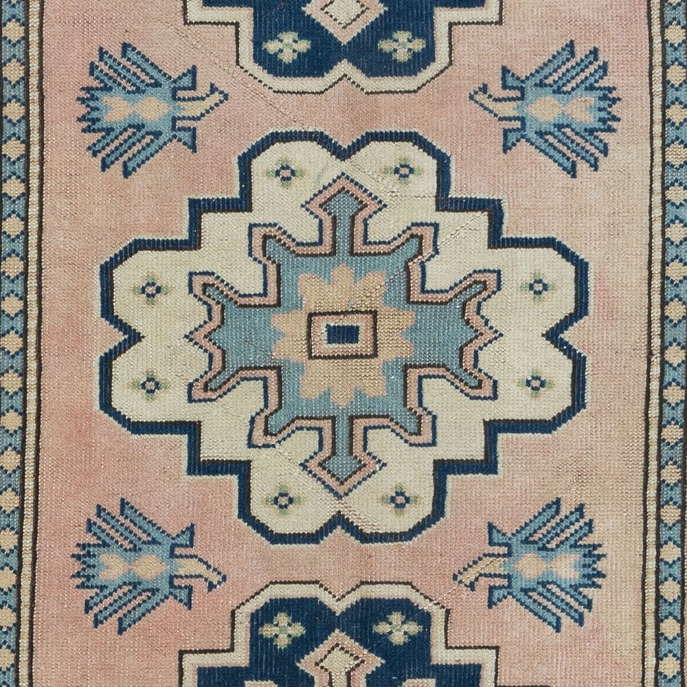 Vintage Hand Knotted Turkish Area Rug for Living Room and Dining Room, 100% Wool