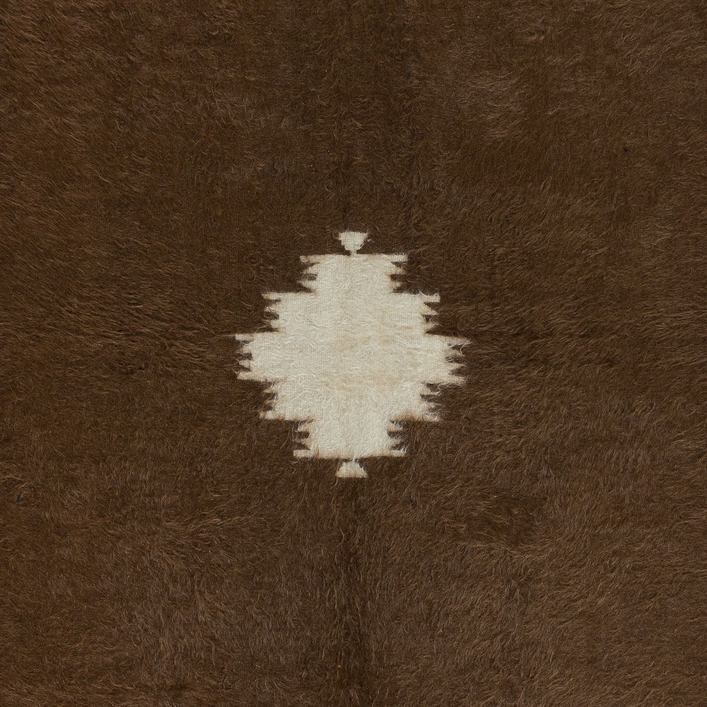 Kurdish Soft Mohair Kilim Rug. Floor Covering & Wall Hanging. Eastern Anatolia Sofa Throw. Vintage Bed Cover. Brown Blanket