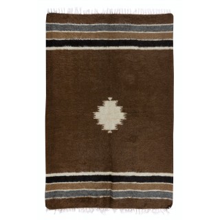 Kurdish Soft Mohair Kilim Rug. Floor Covering & Wall Hanging. Eastern Anatolia Sofa Throw. Vintage Bed Cover. Brown Blanket