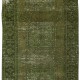 Hand Knotted Runner Rug for Hallway Decor. Modern Turkish Corridor Carpet in Green