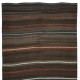 Hand-Woven Striped Anatolian Kilim Runner in Brown and Colorful Stripes, Flat-Weave Vintage Wool Corridor Rug