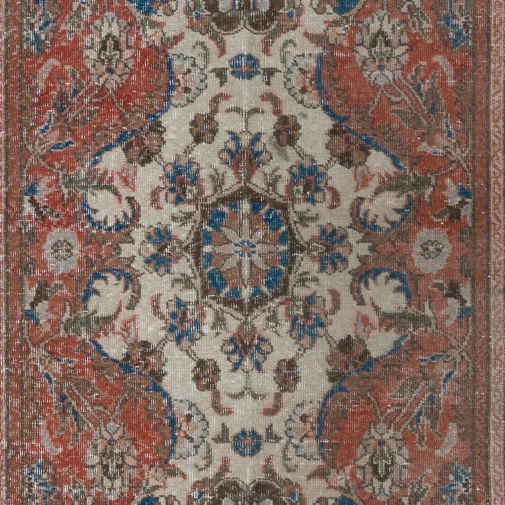 Oriental Rug with Medallion Design, Handmade Turkish Carpet, Ca 1960, Woolen Floor Covering