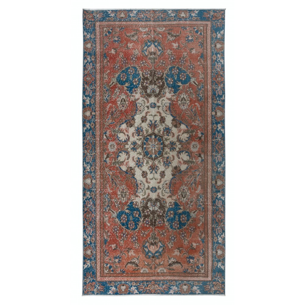 Oriental Rug with Medallion Design, Handmade Turkish Carpet, Ca 1960, Woolen Floor Covering