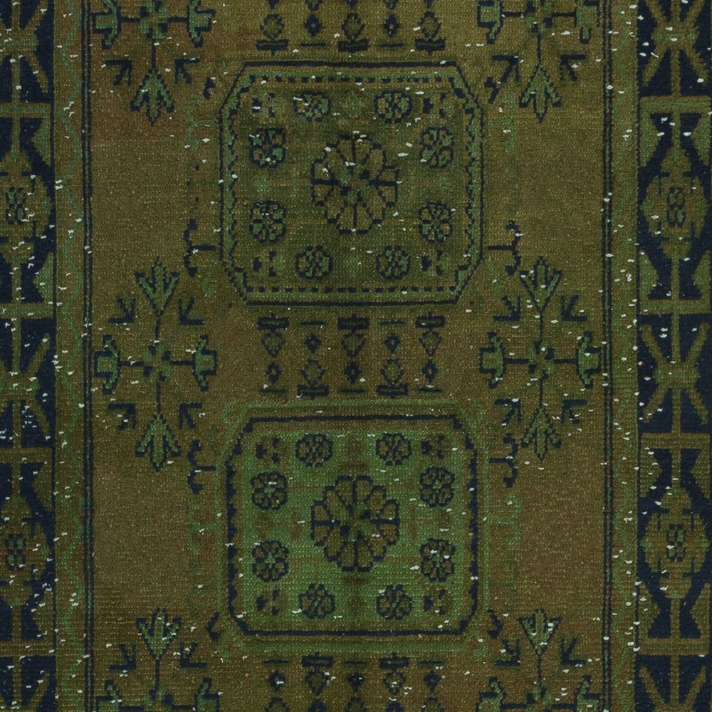 Handmade Turkish Runner Rug for Hallway, Green Corridor Carpet