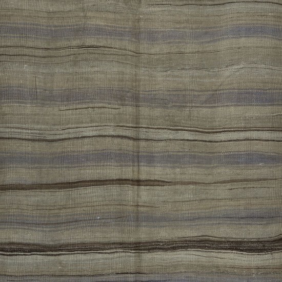 Flat-Weave Turkish Runner Kilim, Vintage Striped Wool Corridor Rug