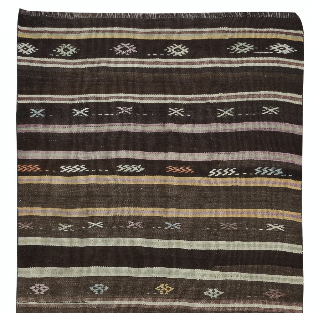 Vintage Turkish Hallway Runner Kilim, Flat-Weave Corridor Rug