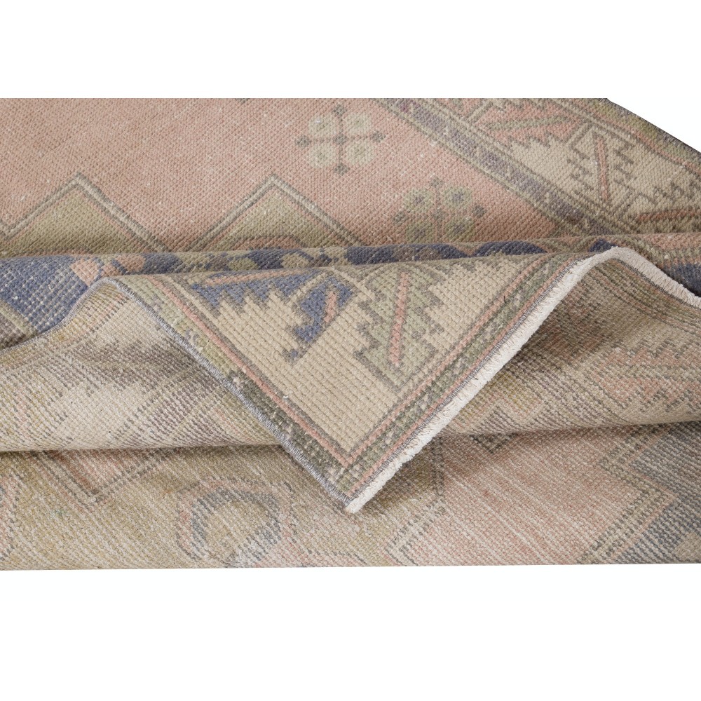 One of a pair Oriental Rug with Medallions, Ca 1960, Handmade Turkish Tribal Carpet