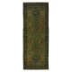 Handmade Anatolian Runner Rug for Hallway, Green Corridor Carpet