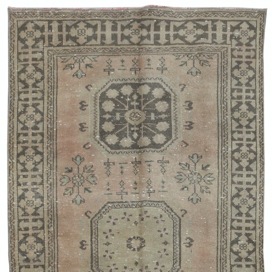 Traditional Hand Knotted Hallway Runner Rug, Vintage Turkish Corridor Carpet