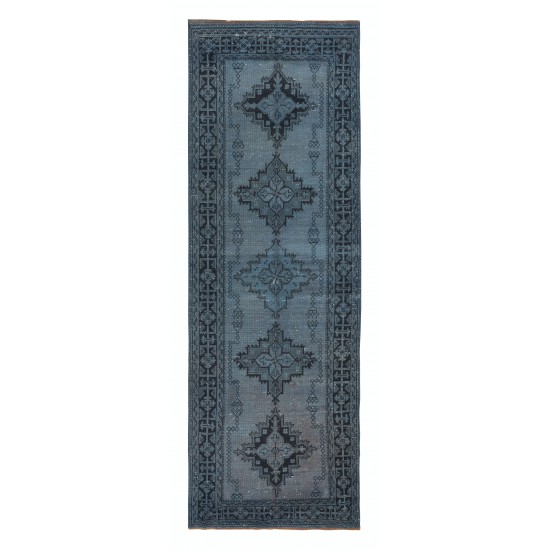 Runner Rug Kitchen, Handmade Turkish Corridor Carpet, Faded Blue Modern Rug for Hallway Decor