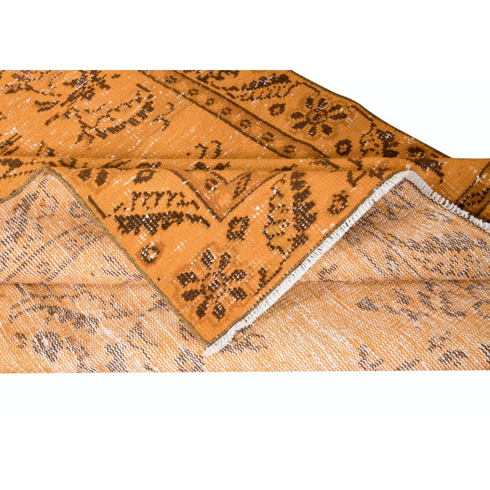 Orange Area Rug From Turkey, Hand Knotted Contemporary Carpet