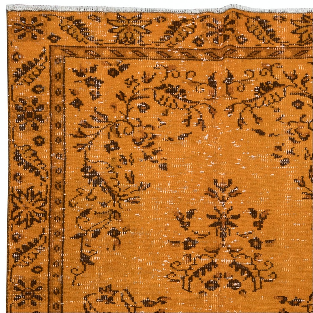 Orange Area Rug From Turkey, Hand Knotted Contemporary Carpet