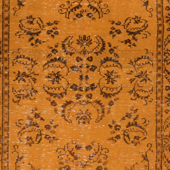 Orange Area Rug From Turkey, Hand Knotted Contemporary Carpet