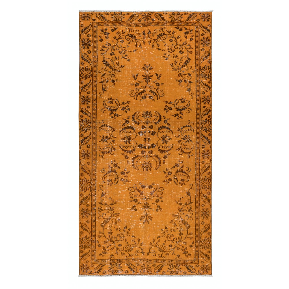 Orange Area Rug From Turkey, Hand Knotted Contemporary Carpet