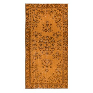 Orange Area Rug From Turkey, Hand Knotted Contemporary Carpet