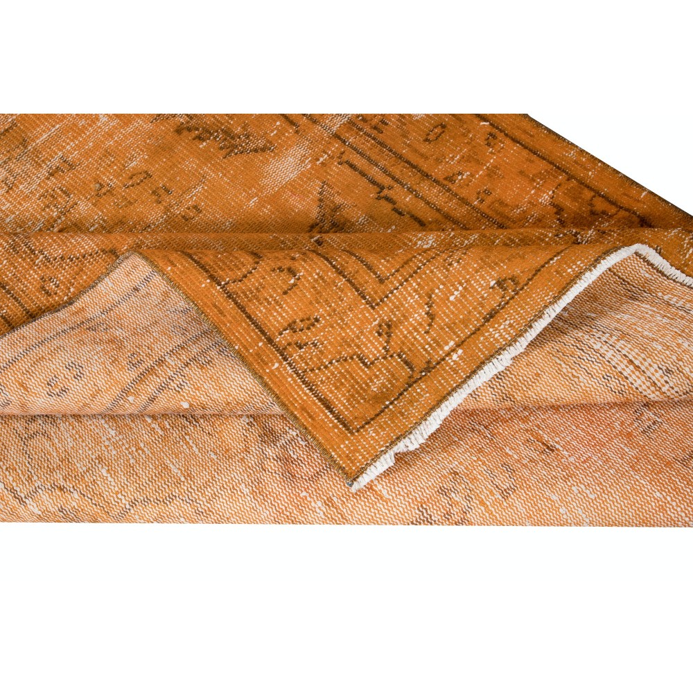 Vintage Orange Area Rug, Handwoven and Handknotted in Turkey