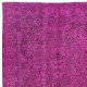 Contemporary Pink Area Rug, Handmade Turkish Carpet, Woolen Floor Covering