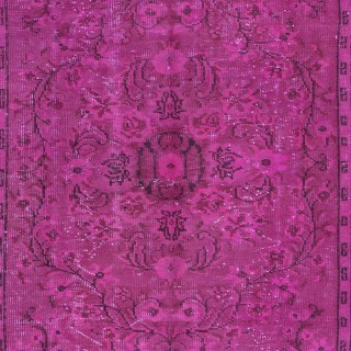 Contemporary Pink Area Rug, Handmade Turkish Carpet, Woolen Floor Covering