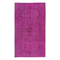 Contemporary Pink Area Rug, Handmade Turkish Carpet, Woolen Floor Covering
