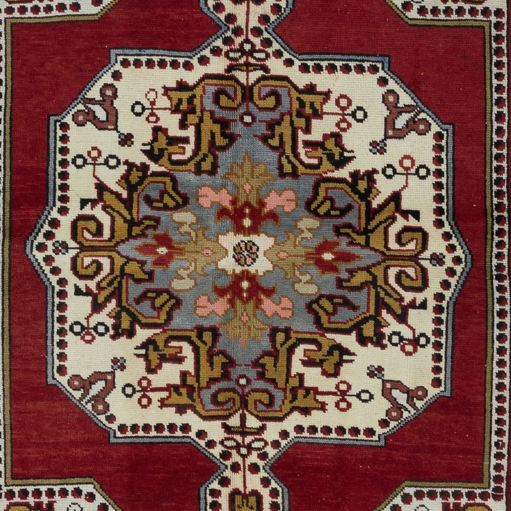 Traditional Oriental Rug in Burgundy Red, Circa 1960, Handmade Turkish Carpet, 100% Wool