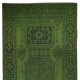 Modern Green Corridor Carpet, Handmade Runner, Turkish Rug for Hallway & Entryway Decor