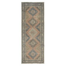 Hand Knotted Runner Rug for Hallway, Vintage Turkish Sille Corridor Carpet