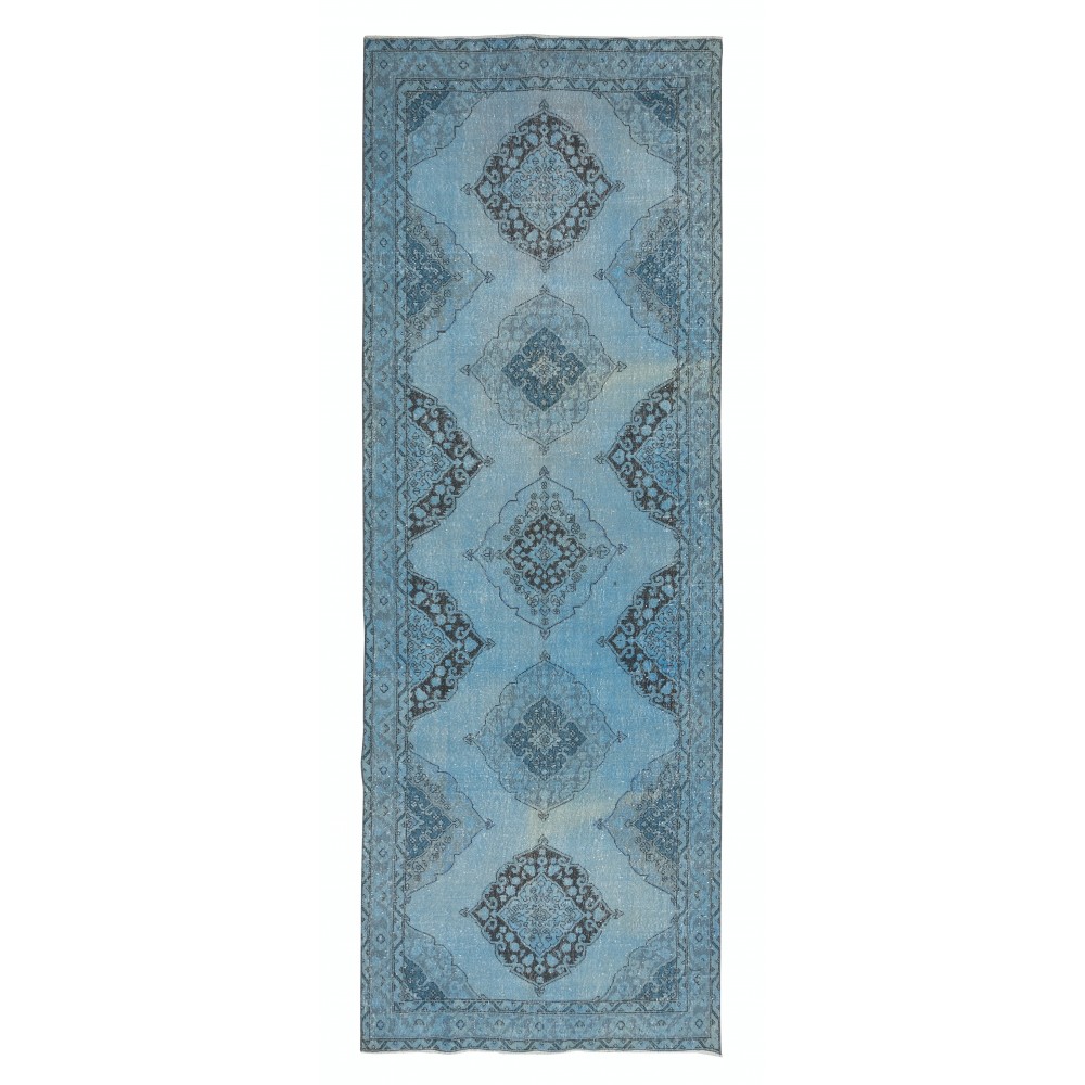Handmade Runner Rug Kitchen, Turkish Corridor Carpet, Light Blue Modern Rug for Hallway Decor