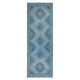 Handmade Runner Rug Kitchen, Turkish Corridor Carpet, Light Blue Modern Rug for Hallway Decor