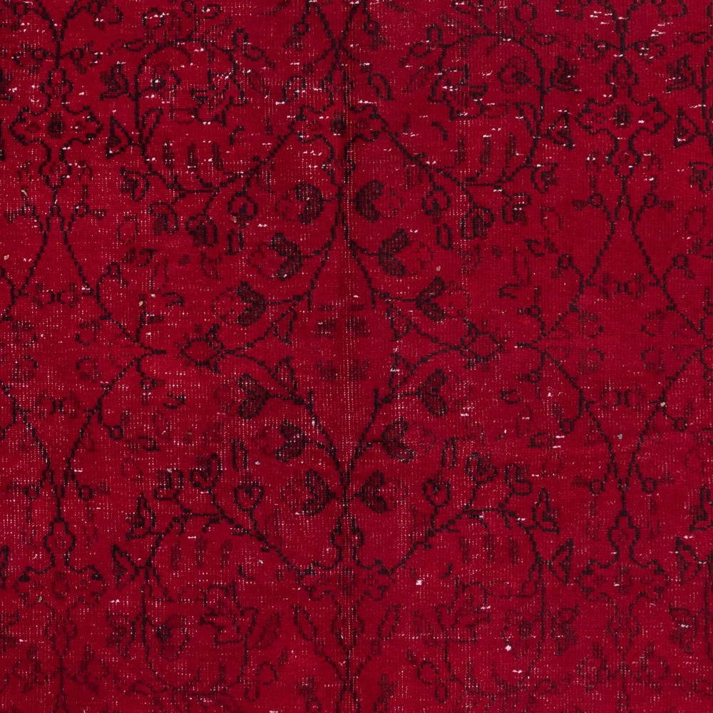 Modern Handmade Burgundy Rug for Living Room, Floral Pattern Turkish Carpet for Dining Room