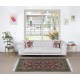 Hand Knotted Turkish Rug in Red & Green with Floral Botanical Design, 100% Wool