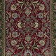 Hand Knotted Turkish Rug in Red & Green with Floral Botanical Design, 100% Wool