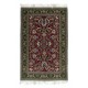 Hand Knotted Turkish Rug in Red & Green with Floral Botanical Design, 100% Wool