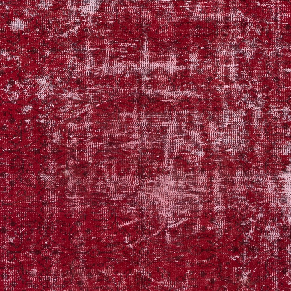 Contemporary Handmade Turkish Red Area Rug with Shabby Chic Style