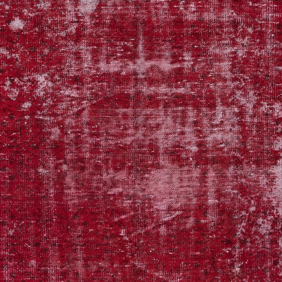 Contemporary Handmade Turkish Red Area Rug with Shabby Chic Style