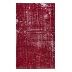 Contemporary Handmade Turkish Red Area Rug with Shabby Chic Style