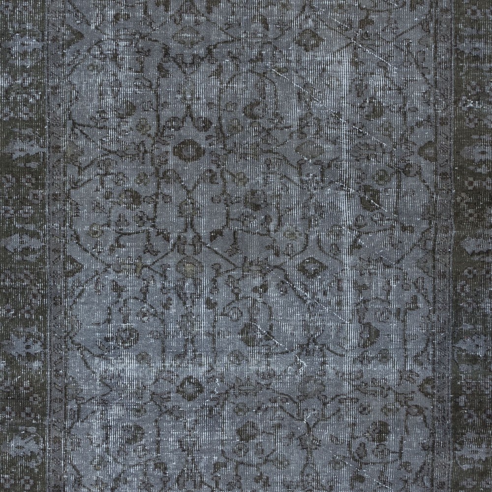 Contemporary Turkish Floral Pattern Area Rug in Gray. Grey Handmade Modern Carpet