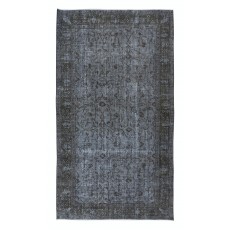 Contemporary Turkish Floral Pattern Area Rug in Gray. Grey Handmade Modern Carpet