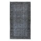 Rustic Turkish Floral Pattern Area Rug. Grey Handmade Carpet for Modern Home and Office