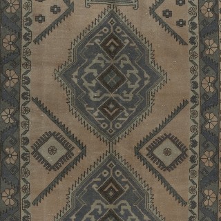 Old Handmade Corridor Rug with Medallions, Wide Hallway Runner
