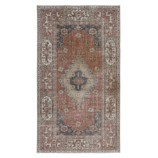 Mid-Century Traditional Handmade Turkish Village Rug with Medallion