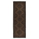 Brown Modern Turkish Runner Rug, Handmade Turkish Sille Corridor Carpet, Woolen Floor Covering for Hallway