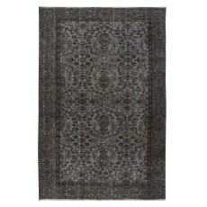 Decorative Handmade Turkish Rug Over-Dyed in Gray, Ideal for Contemporary Interiors