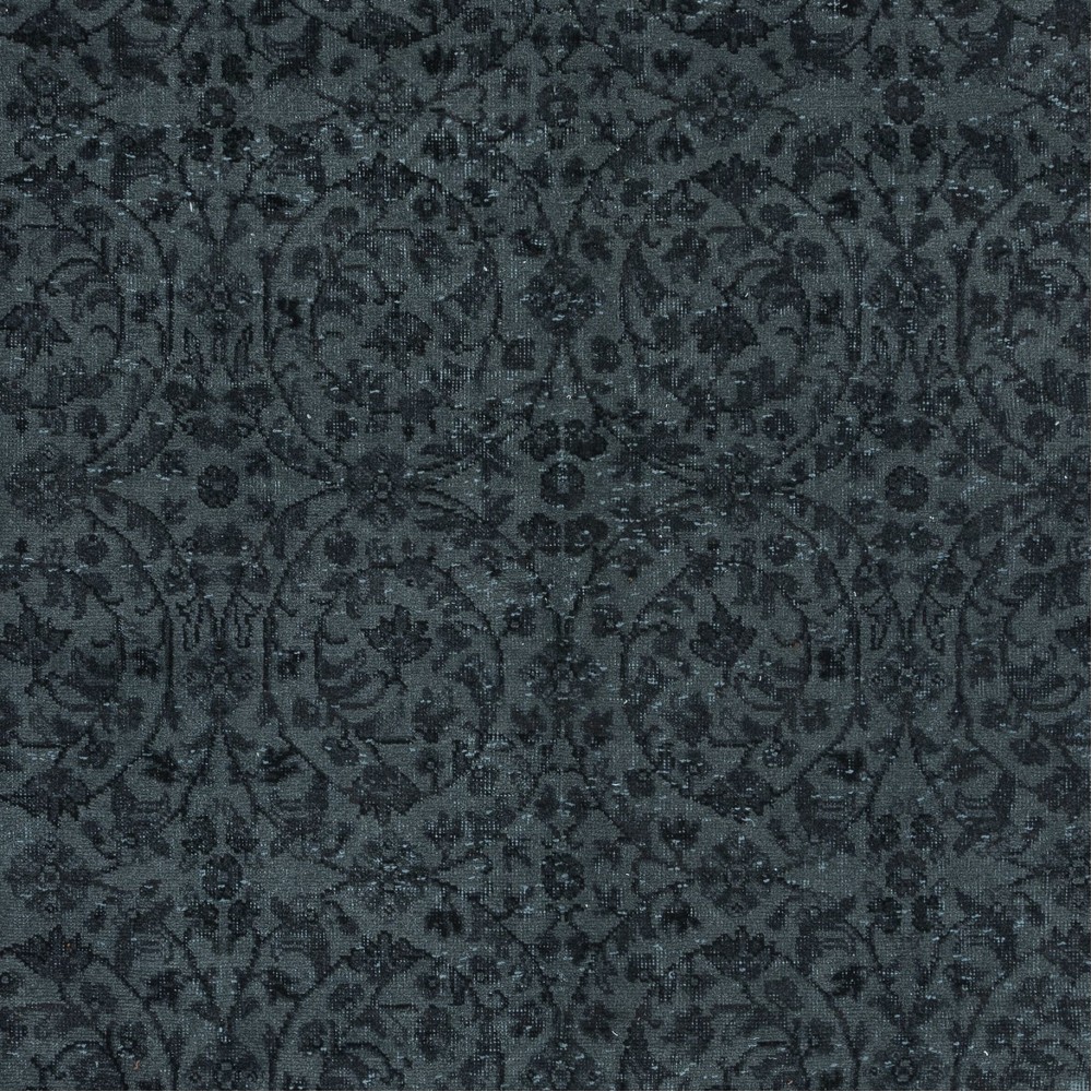 Floral Patterned Area Rug in Black & Gray, Handknotted and Handwoven in Turkey