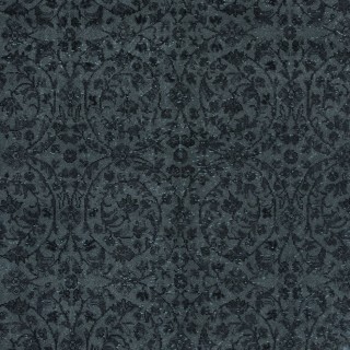 Floral Patterned Area Rug in Black & Gray, Handknotted and Handwoven in Turkey