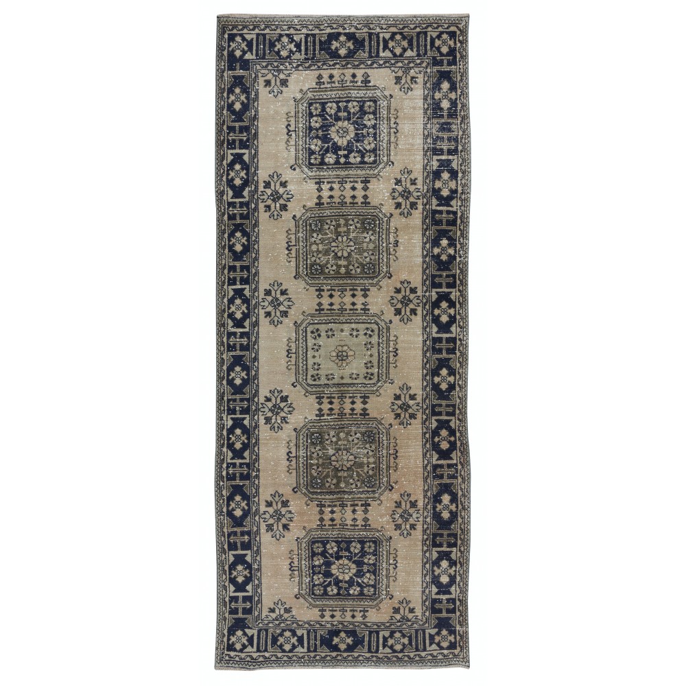 Vintage Hand Knotted Corridor Rug, Wide Hallway Runner, Stair Runner Carpet